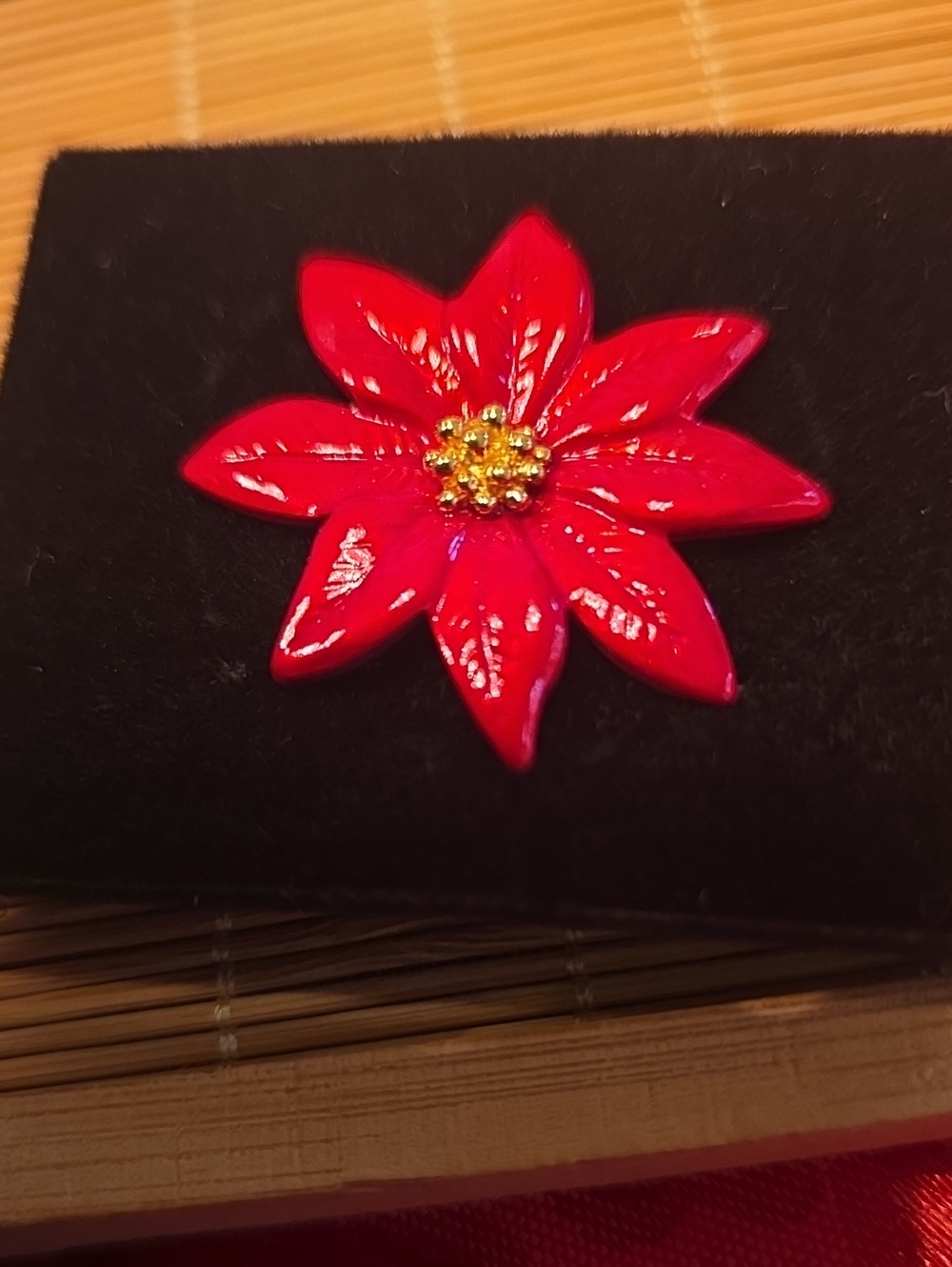 Red Poinsettia Brooch - Avon